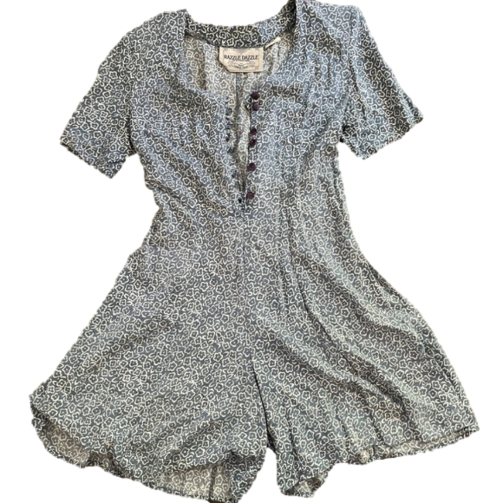 Women's Blue Patterned Jumpsuit